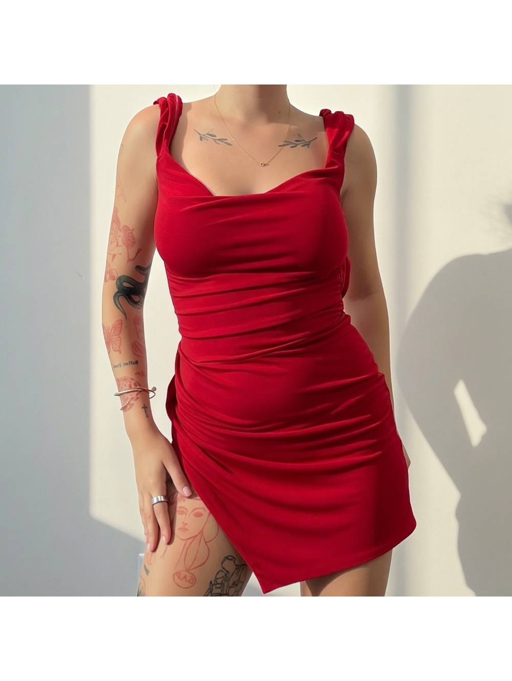 Red tiger mist mini backless dress